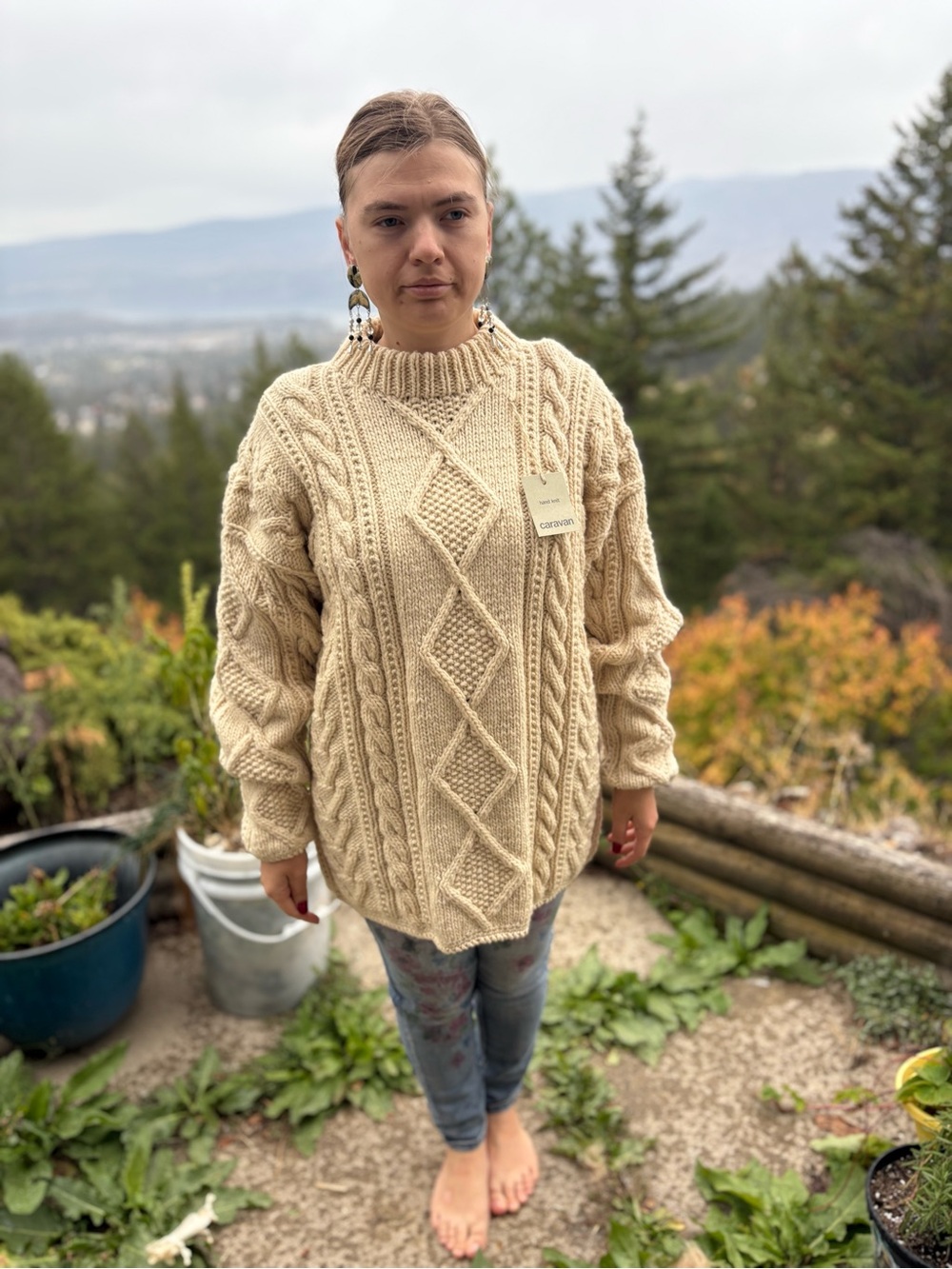 Big Bulky Fisherman Knit Cream Sweater
